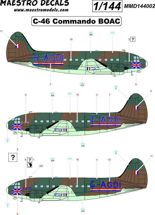 C-46 Commando decals BOAC SEE INFO