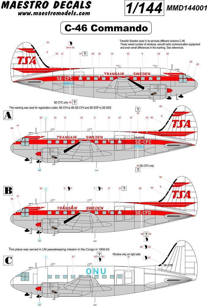 C-46 Commando decal TransAir SEE INFO