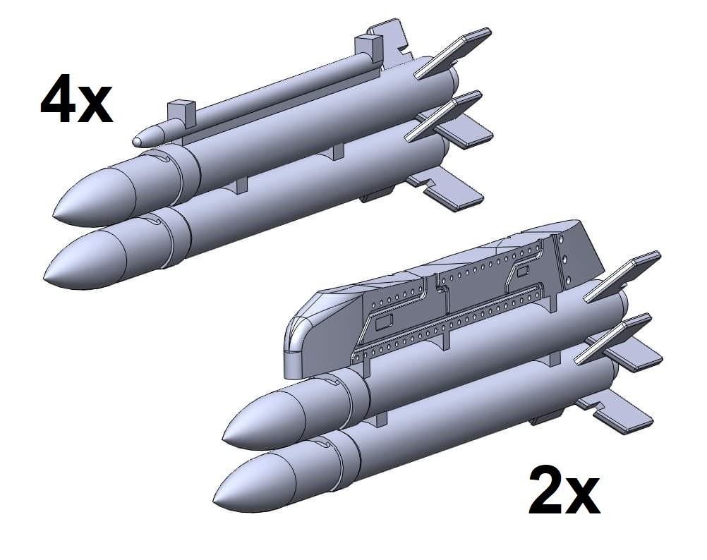 SAAB 105 Sk60 13,5 cm m/56 raketer x 12 m. pyloner 3D print