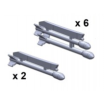 15 cm rocket m/51 for Tunnan, 6 pairs + 2 single. On pylons. 3D print