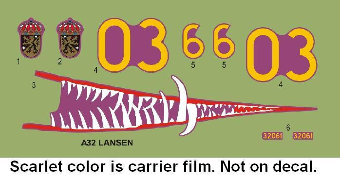 SAAB A32A Lansen Sharkmouth decals